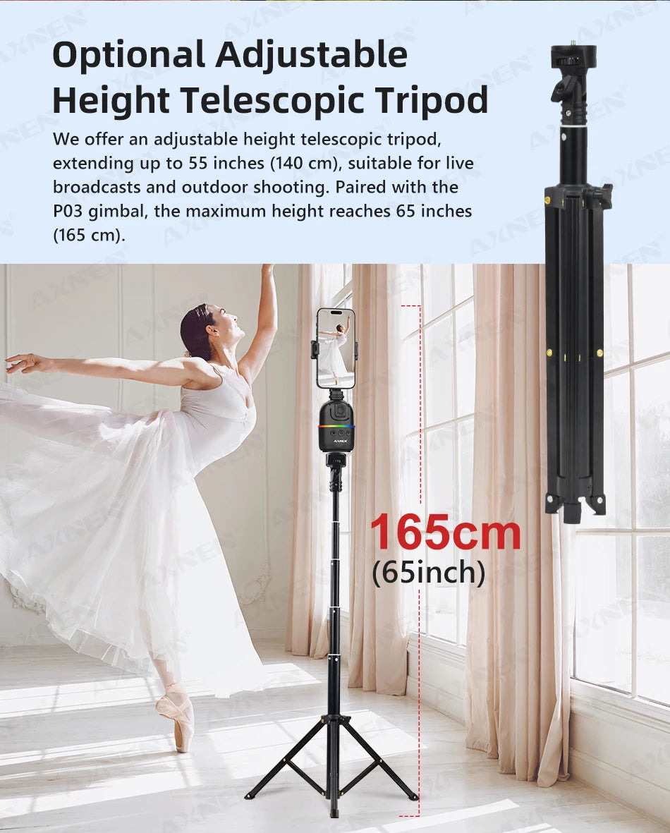 Smart Auto Face Tracking Desktop AI Gimbal for Smartphone & Action Camera 360 Rotation Follow Focus Vlog Kit, Option with Tripod