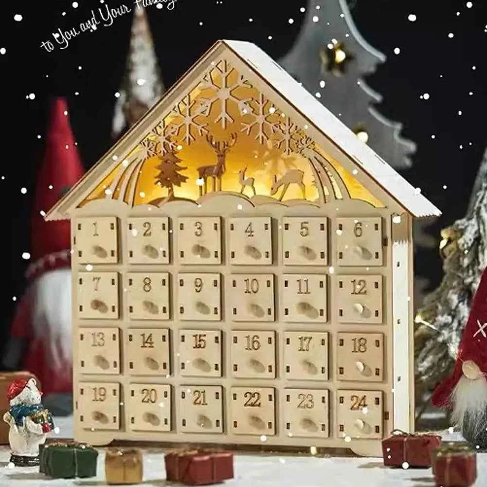 Christmas Advent Calendar 24 Days Countdown Decoration Reusable Detachable Wooden Tabletop Christmas Decoration