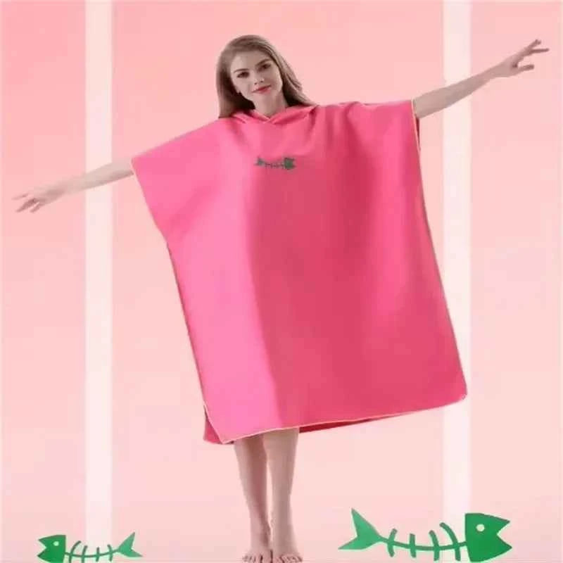 Microfiber Hooded Towel Men Women for Swim Beach Travel Quick Dry Changing Robe Cape Bath Towel Bathrobe Surf Poncho Sauna Play