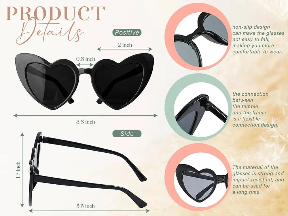 Personalized Heart Shaped Sunglasses Bridal Shower Party Favors Photo Props Customized Team Bride Heart Sunglasses Bride Tribe
