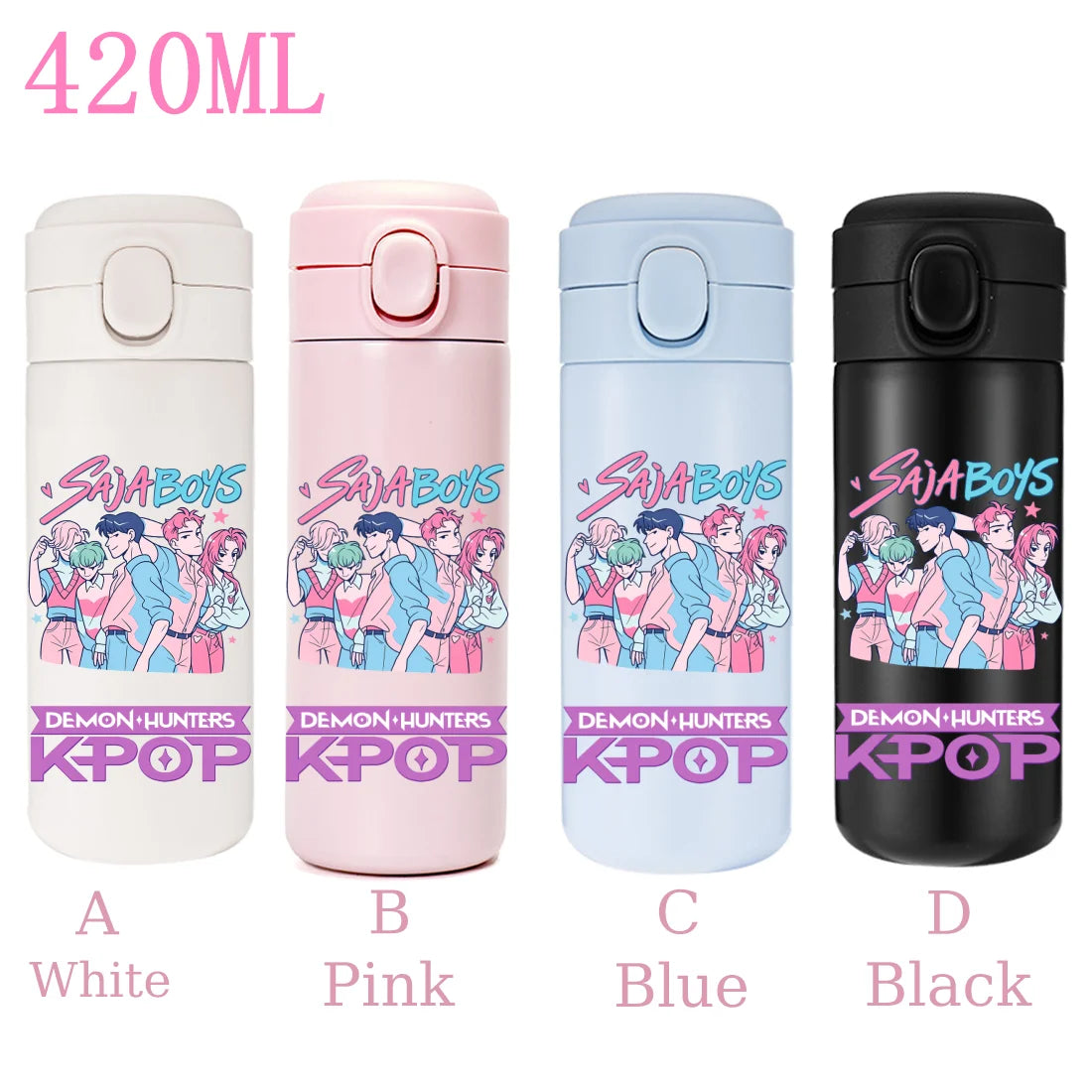 420ML KPop Demon Hunters Cartoon Stainless Steel Thermal Water Bottle Mini Leak Proof Portable Insulated Cup Birthday Gift - YourGiftIdeasUK