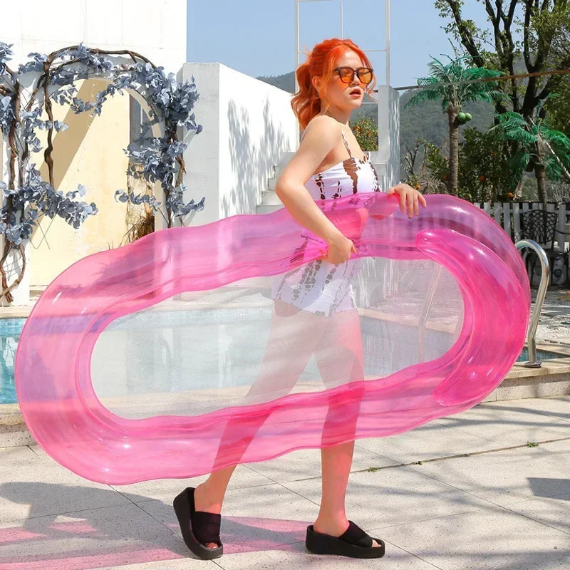 Inflatable Floating Lounger Portable Water Recliner Hammock Sleeping Bed Swimming Mattress Pool Party Toy Lounge Bed