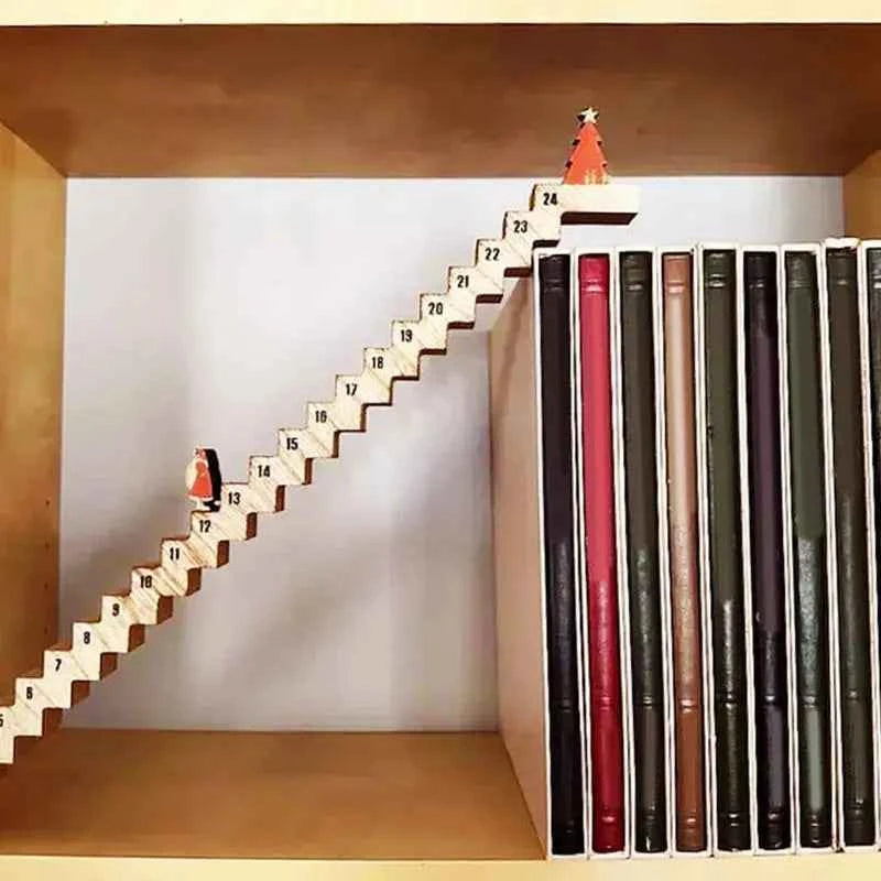 Santa Claus Countdown Calendar Wood Stairs Climbing Santa Christmas Advent Calendar Creative Wooden Xmas Countdown Decorations