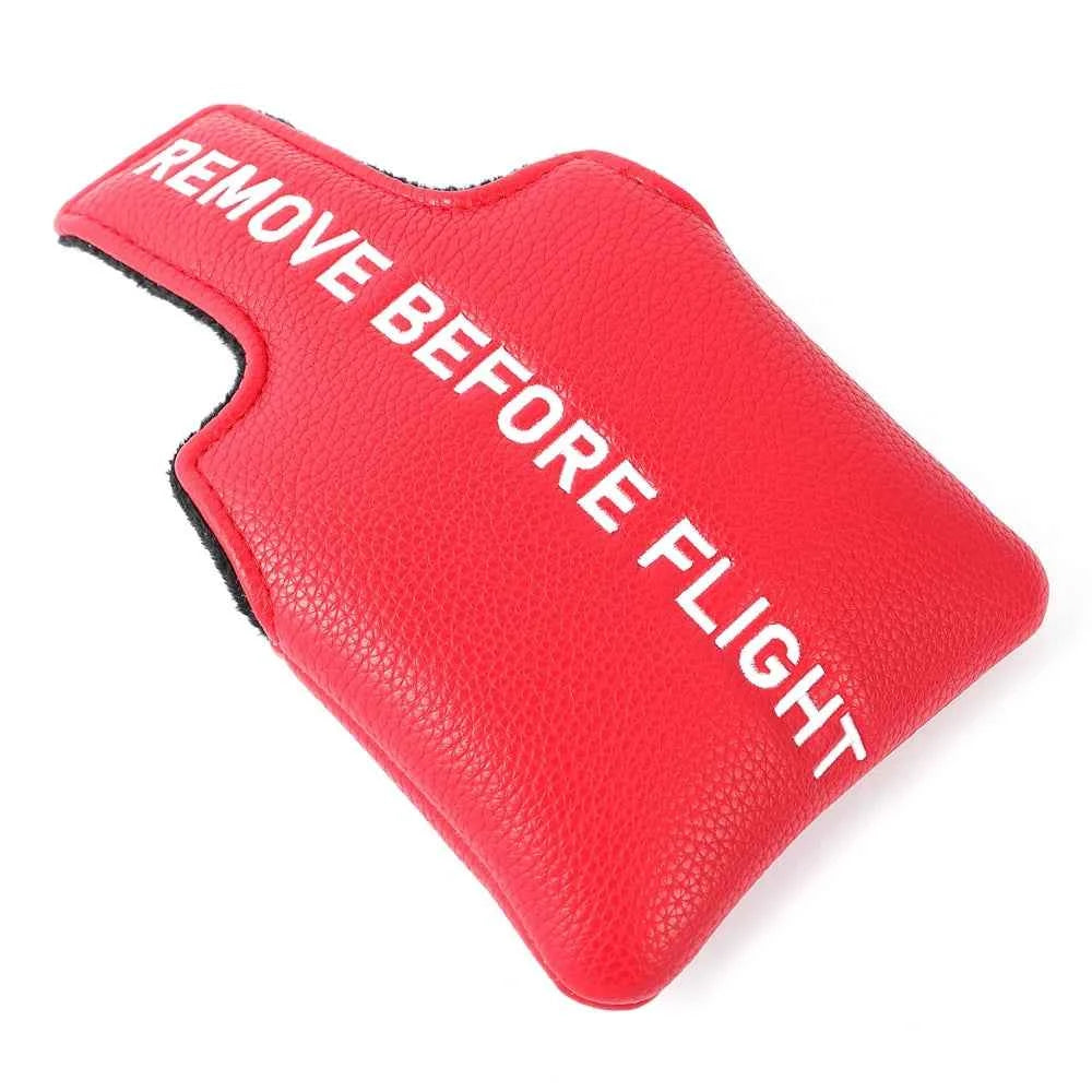 Red Remove Before Flight Synthetic Leather Golf Headcover Square Large Mallet Blade Putter Headcover 460CC Driver covers