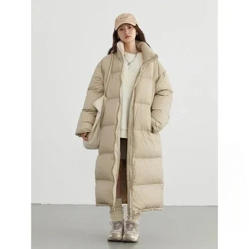 CHIC VEN Women Down Coats New Long Thick Warm Down Jackets Overcoat White Duck Down Loose Casual Jacket Autumn Winter 2023