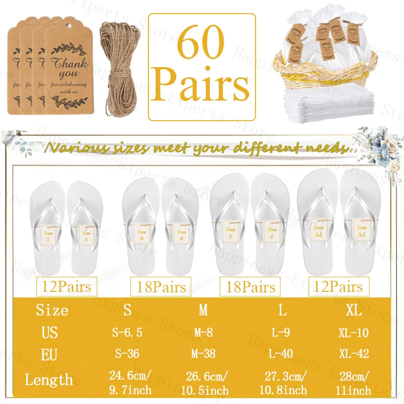 10-72Pairs Flip Flops for Wedding Guests Sandals Slippers with Cards  Bags Woman Men Wedding Favors Hen Beach Pool Party