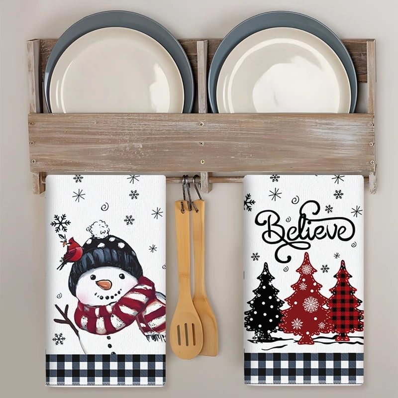 2pcs Christmas Kitchen Towels Merry Christmas Party Decoration 2025 Xmas Santa Claus Dish Towel Navidad Natal New Year Gift 2026 - YourGiftIdeasUK