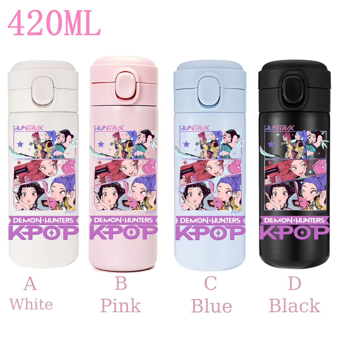 420ML KPop Demon Hunters Cartoon Stainless Steel Thermal Water Bottle Mini Leak Proof Portable Insulated Cup Birthday Gift - YourGiftIdeasUK