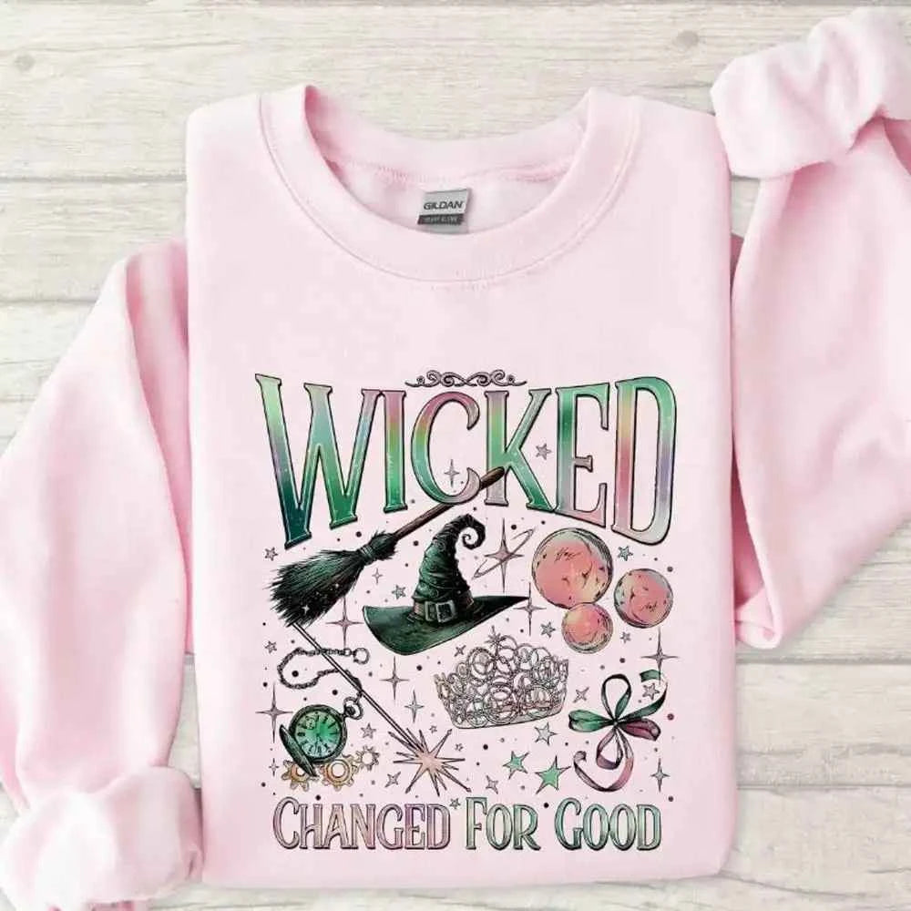 Wicked Changed for Good Sweatshirt Book Lover Gift Defy Gravity Sweatshirt Women Basic Tops Loose Vintage Fleece Sweatshirts