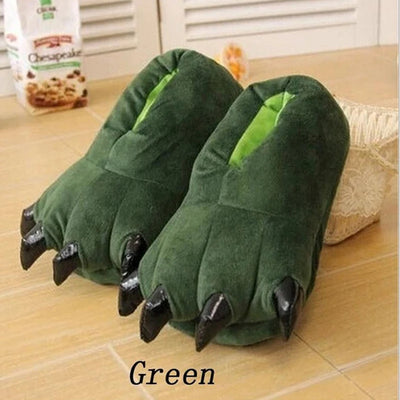 Winter Soft Warm Monster Dinosaur Paw Funny Slippers  Women Kids Parent-child Home  Slipper Shoes Room Cotton Random lining