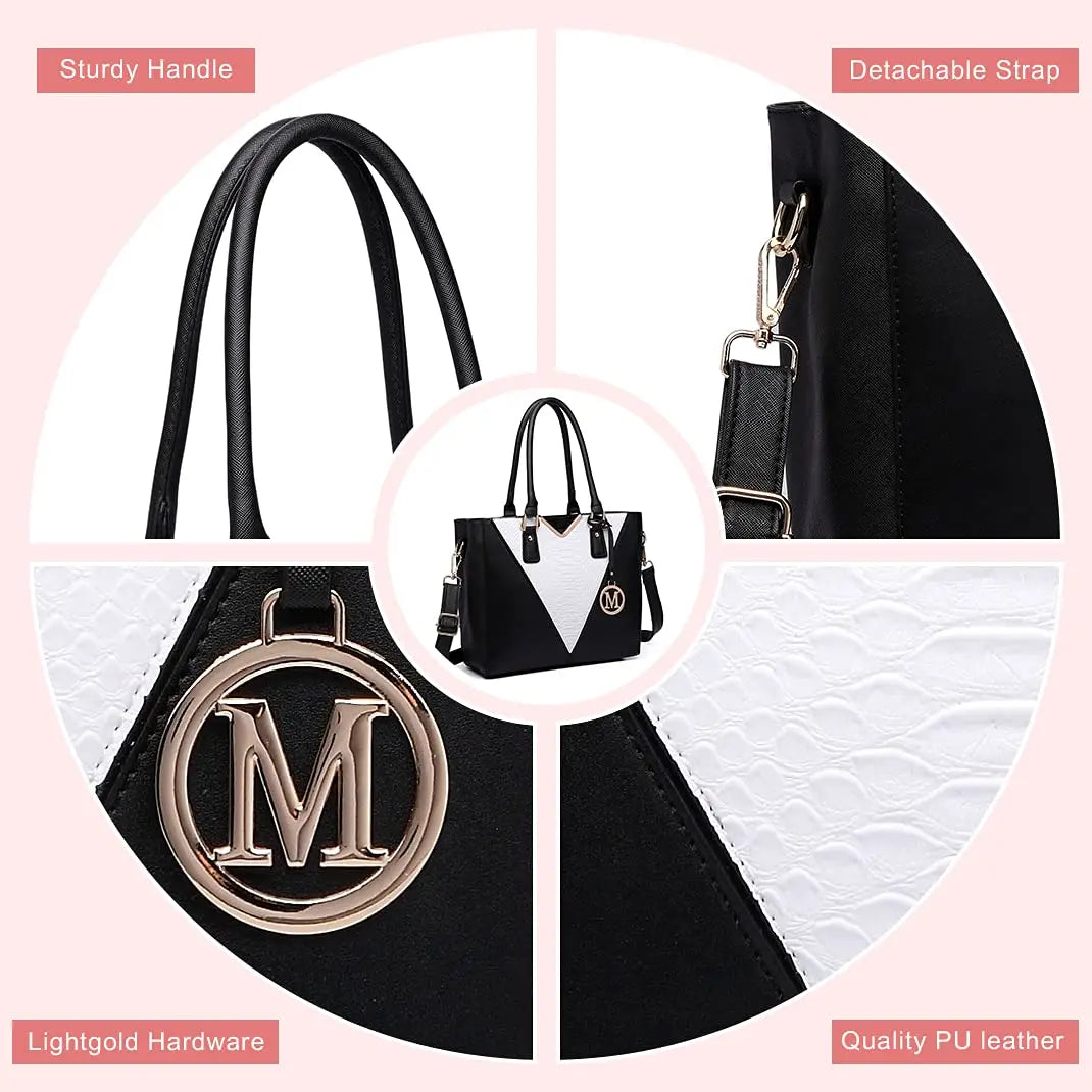 Miss Lulu Women's Lightweight Leather Look V-Shape Shoulder Tote Bag - Medium Handbag for Everyday Use