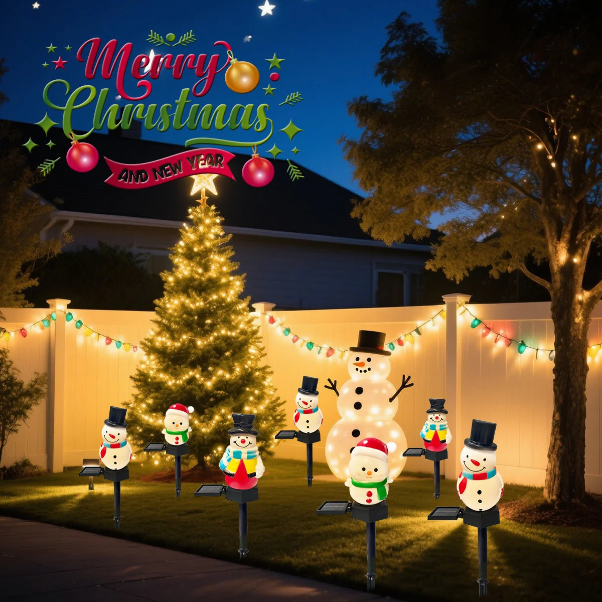 1pc Christmas Cute Snowman Shape Pathway Lights Solar LED Waterproof Walkway Landscape Light For Home Garden Winter Yard Decor - YourGiftIdeasUK