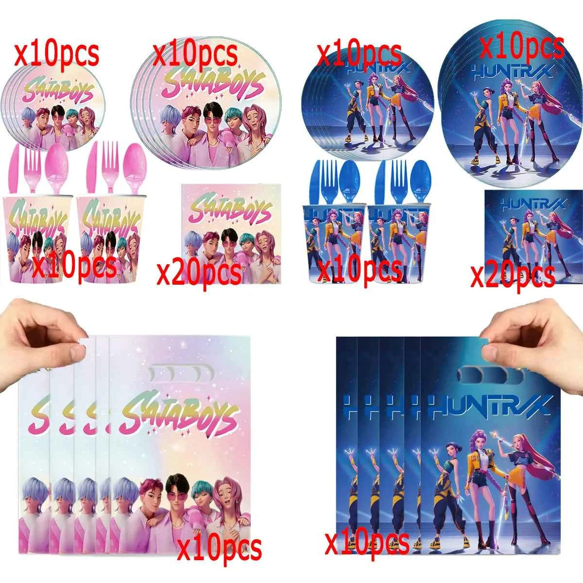 Birthday Decoration Set K Pop Demon Hunters Birthday Tablecloth Cup Plate Baby Shower Party Favors Kids Party Supplies Gift