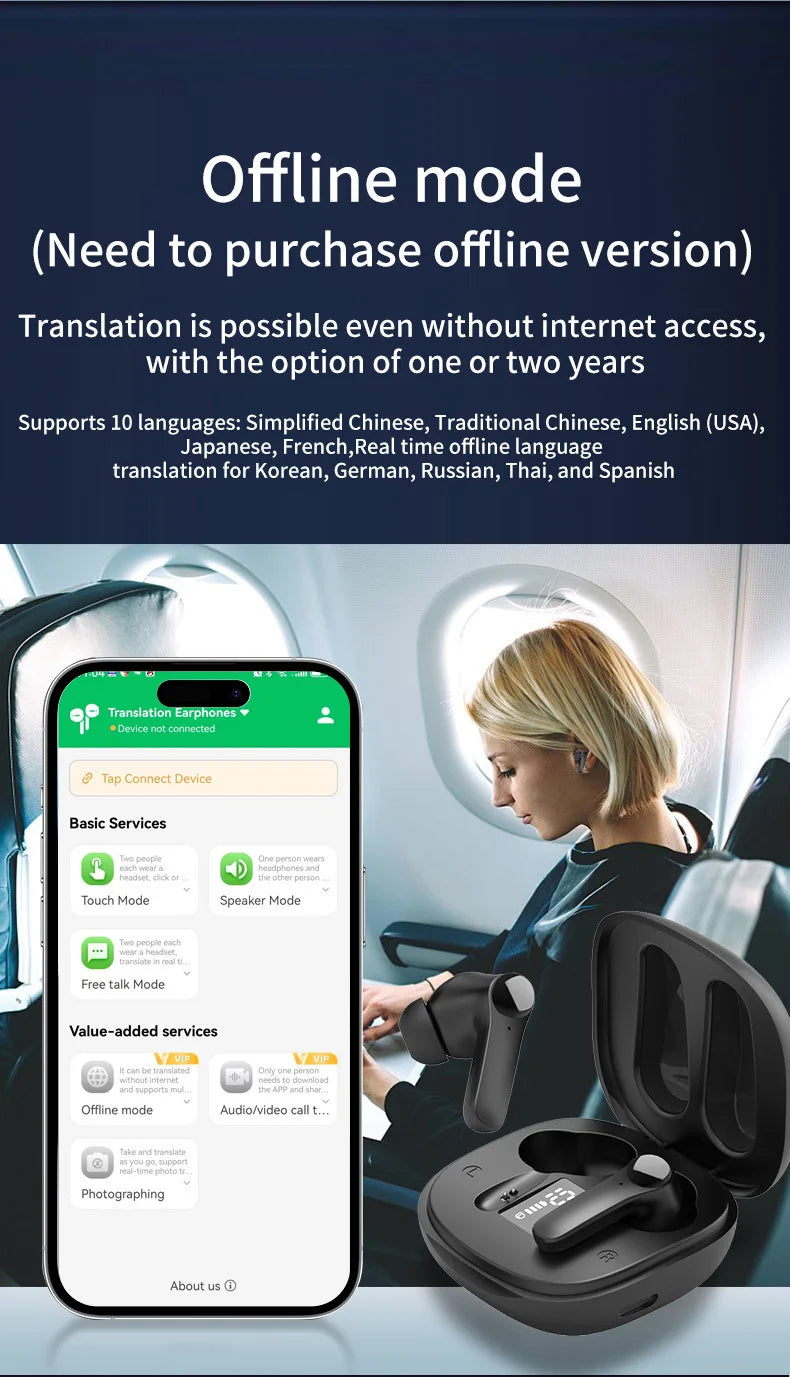 New Translation Headphones 144 Translanguages instant Translate Smart Voice Translator B11Wireless Bluetooth Translator Earphone