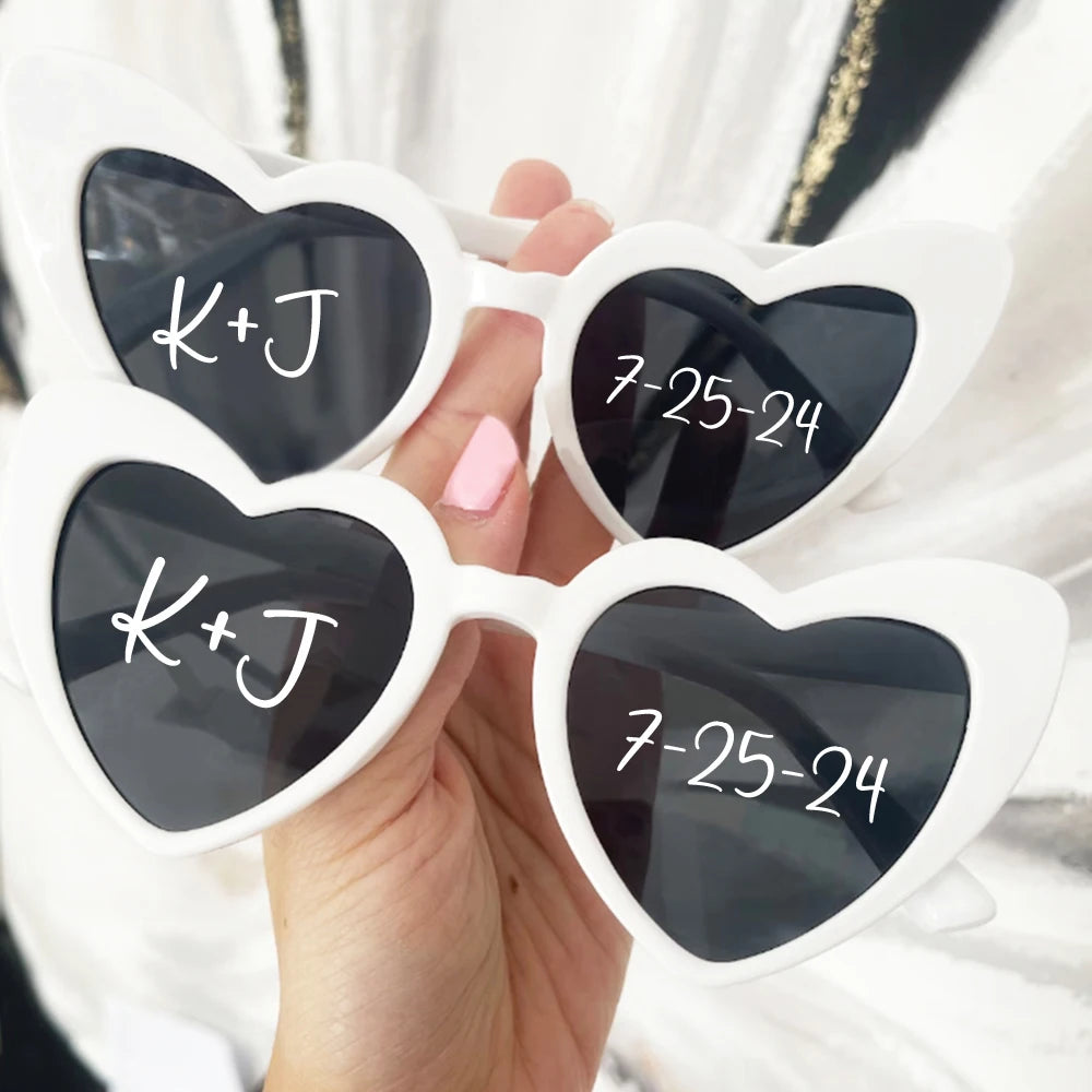 10Pcs Personalized Heart Shape Sunglasses Bridesmaid Gift Custom Bride To Be Sunglasses for Wedding Bachelorette Party Favors