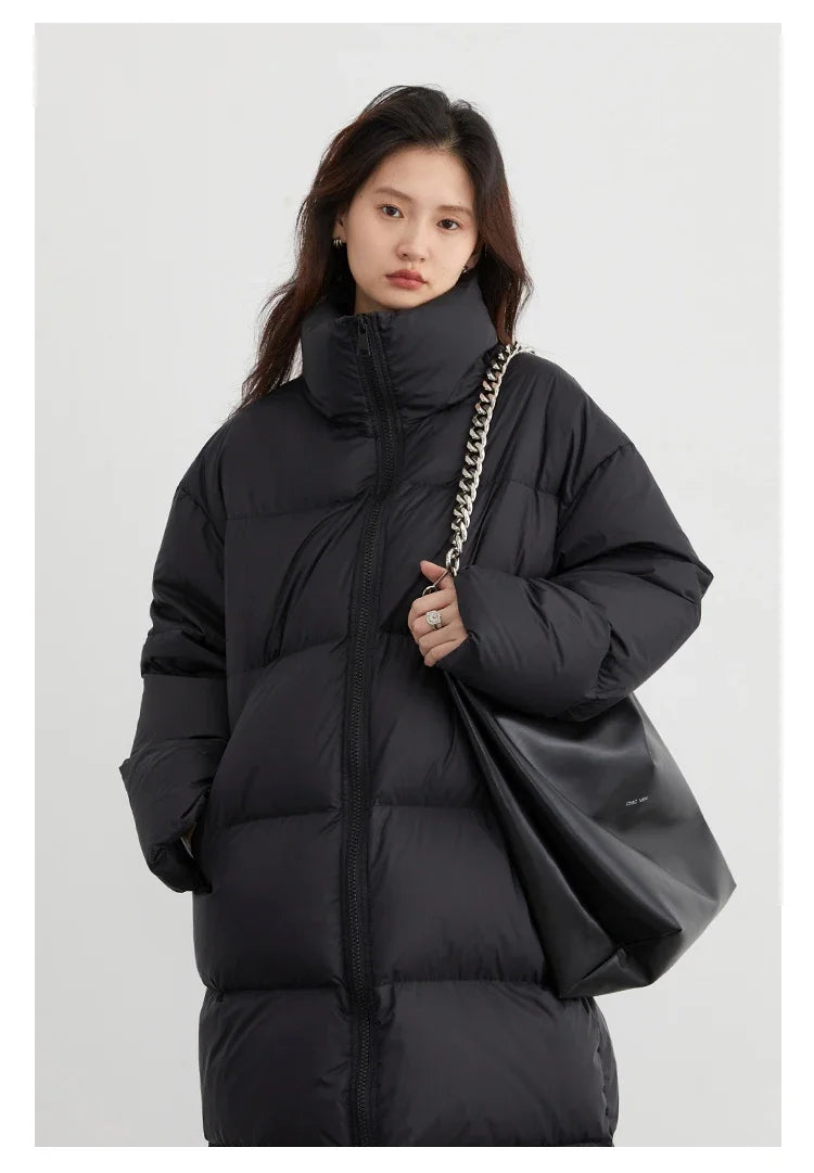 CHIC VEN Women Down Coats New Long Thick Warm Down Jackets Overcoat White Duck Down Loose Casual Jacket Autumn Winter 2023