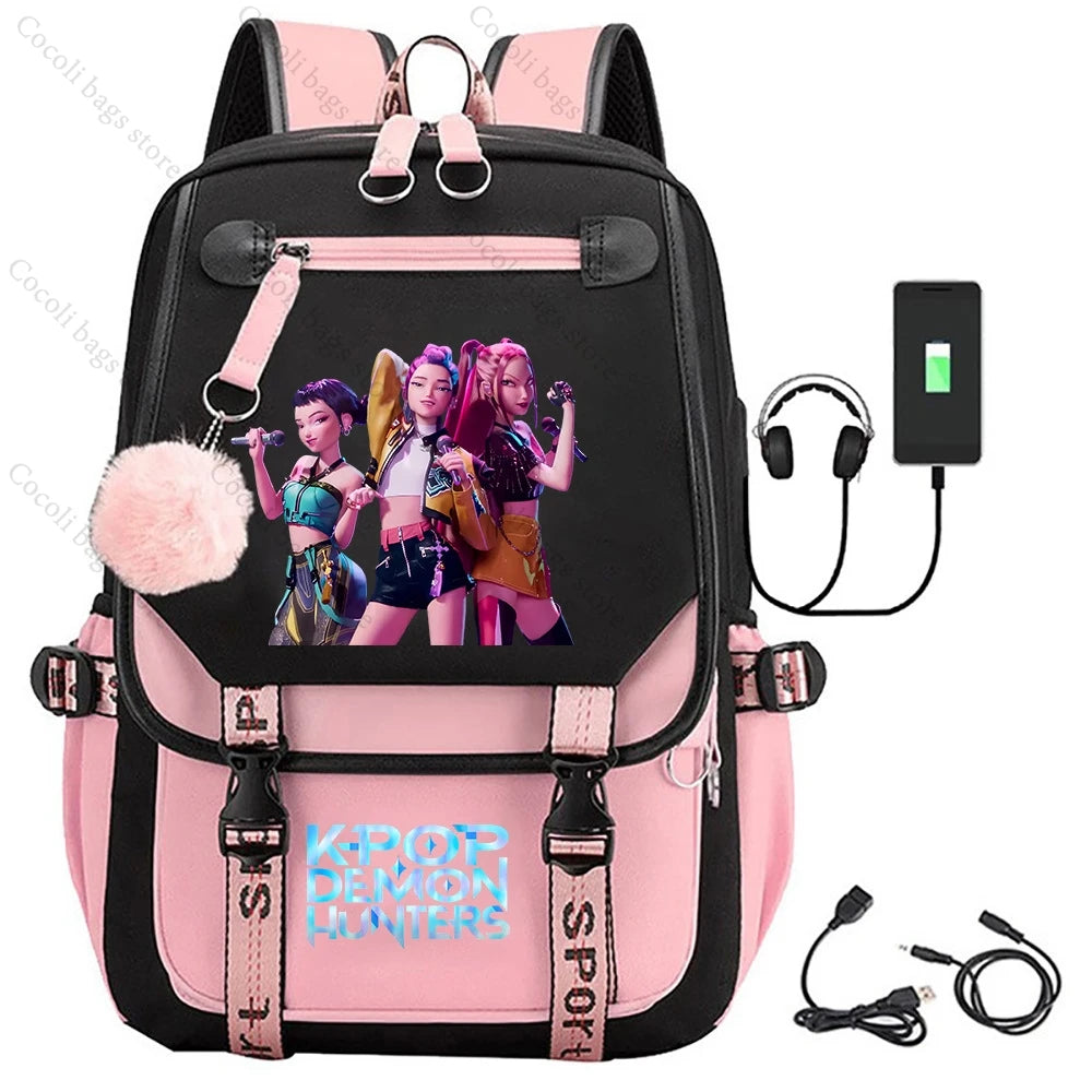 2025 KPop Demon Hunters Print Backpack Large Capacity School Bag Student Bag School Backpack Girls' School Backpack