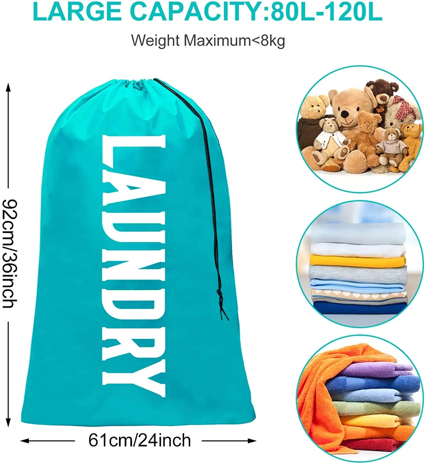 XL Travel Laundry Bags Dirty Clothes Organizer Machine Washable Easy Fit a Laundry Hamper or Basket