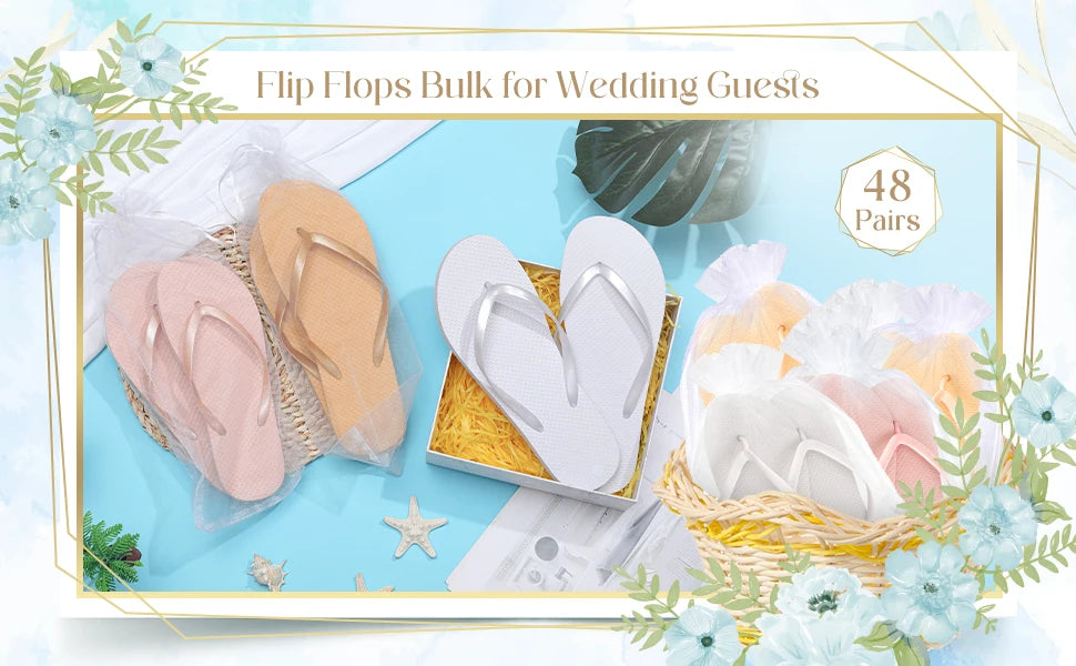 6-24 Pairs Flip Flops Bulk Wedding Favors Gifts for Guests Beach Sandals Bachelorette Hen Party Slippers Bridesmaid Team Bride