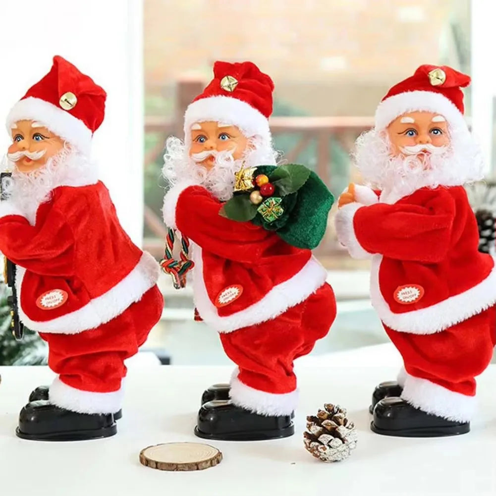 Electric Santa Claus Twerking Shaking Xmas Figurine Doll Dancing Christmas Music For Christmas Decor