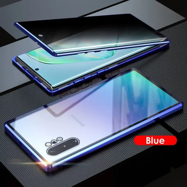 For Samsung Galaxy S23 FE S24 S25 Ultra S22 Plus Case 360° Double Sided Glass Anti Peeping Privacy Metal Magnetic Phone Cover