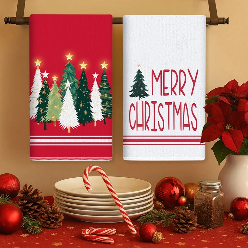 2pcs Christmas Kitchen Towels Merry Christmas Party Decoration 2025 Xmas Santa Claus Dish Towel Navidad Natal New Year Gift 2026 - YourGiftIdeasUK