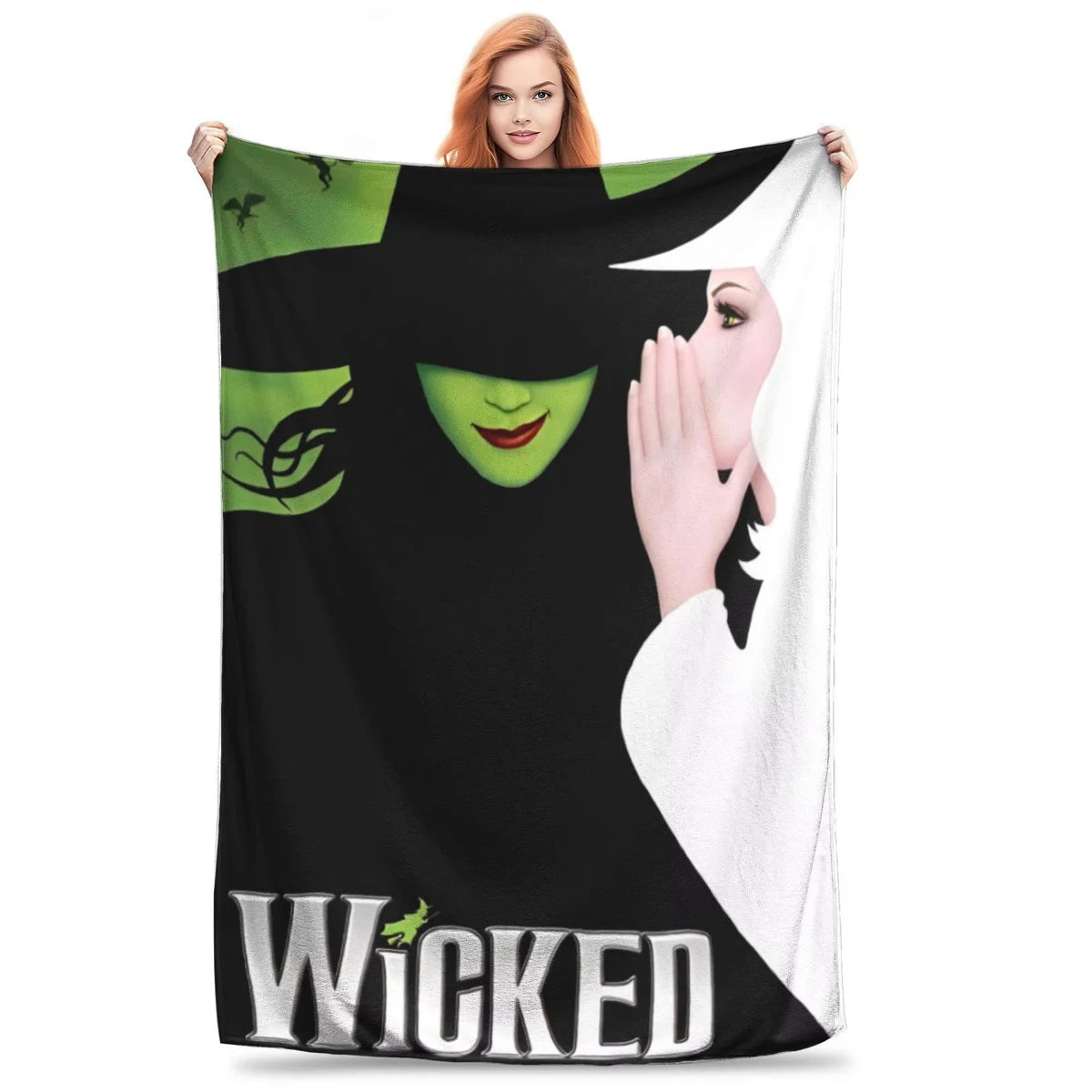Wicked Elphaba & Glinda Tonal Blanket Magic Movie Flannel Throw Blankets Bedspreads Printed Soft Warm Multifunction Quilt - YourGiftIdeasUK
