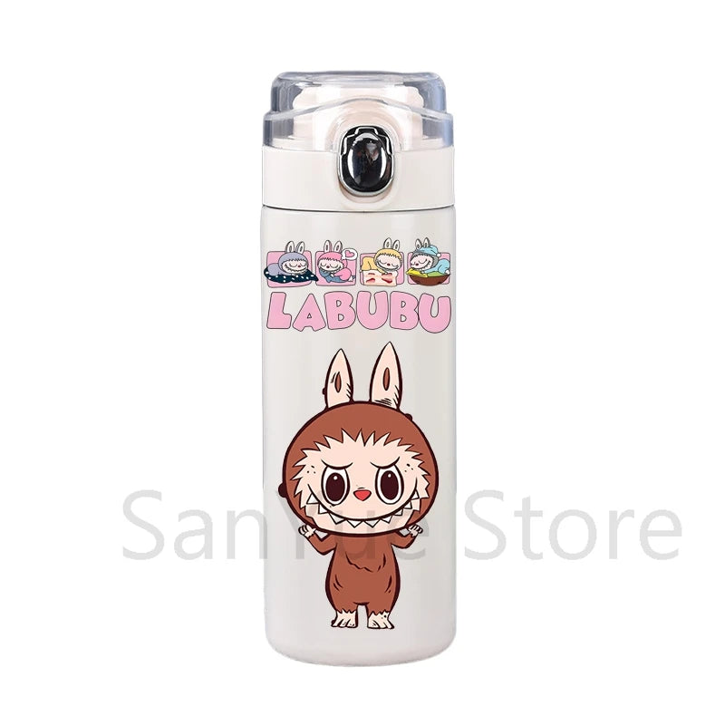 400Ml Water Bottle Cartoon Printed Thermos Cup Pocket Stainless Steel Thermal Coffee Mug Vacuum Insulated Flask Cup Kid Gift