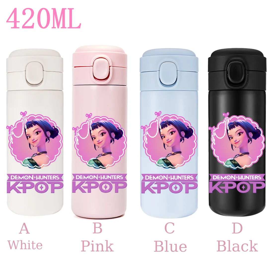 420ML KPop Demon Hunters Cartoon Stainless Steel Thermal Water Bottle Mini Leak Proof Portable Insulated Cup Birthday Gift - YourGiftIdeasUK