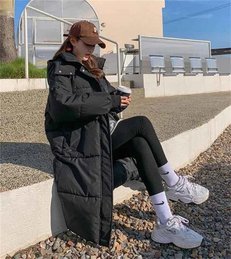 2024 New Winter Women Jacket Warm Parkas Female Thicken Puffer Coat Cotton Padded Parka Long Hooded Outwear Loose Women Snow Jac
