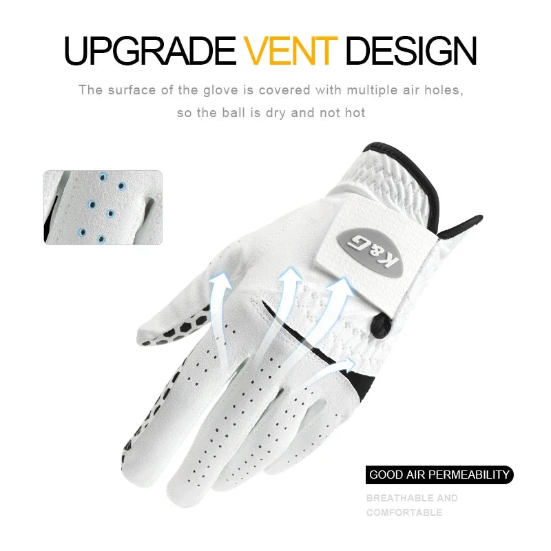 Pack 1 Person Golf Gloves Men's Left Hand Soft Breathable Pure Sheepskin Non-slip Pellet Golf Gloves Golf Men 22/23/24/25/26