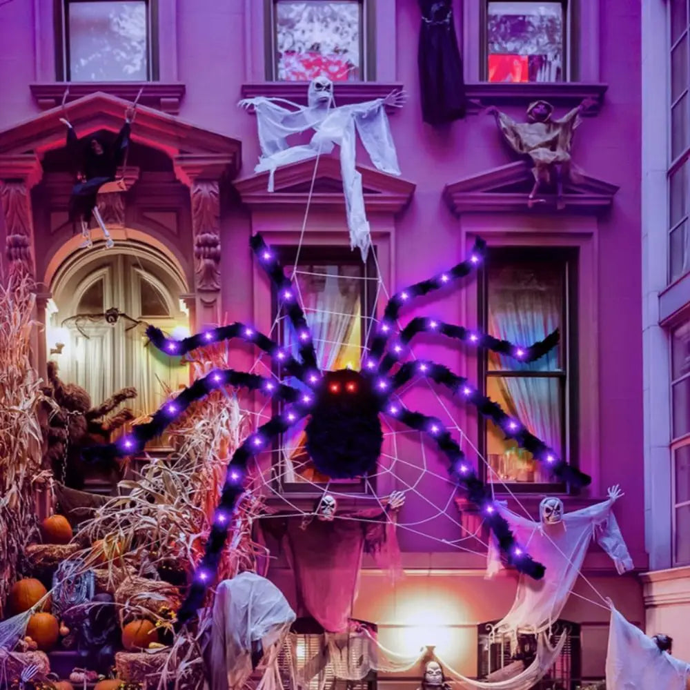 8 Modes Halloween Spider Web Lights Waterproof Glow LED Spider Net 5m Triangle Luminous Halloween Spider Indoor Outdoor - YourGiftIdeasUK