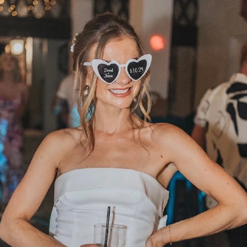 10Pcs Personalized Heart Shape Sunglasses Bridesmaid Gift Custom Bride To Be Sunglasses for Wedding Bachelorette Party Favors