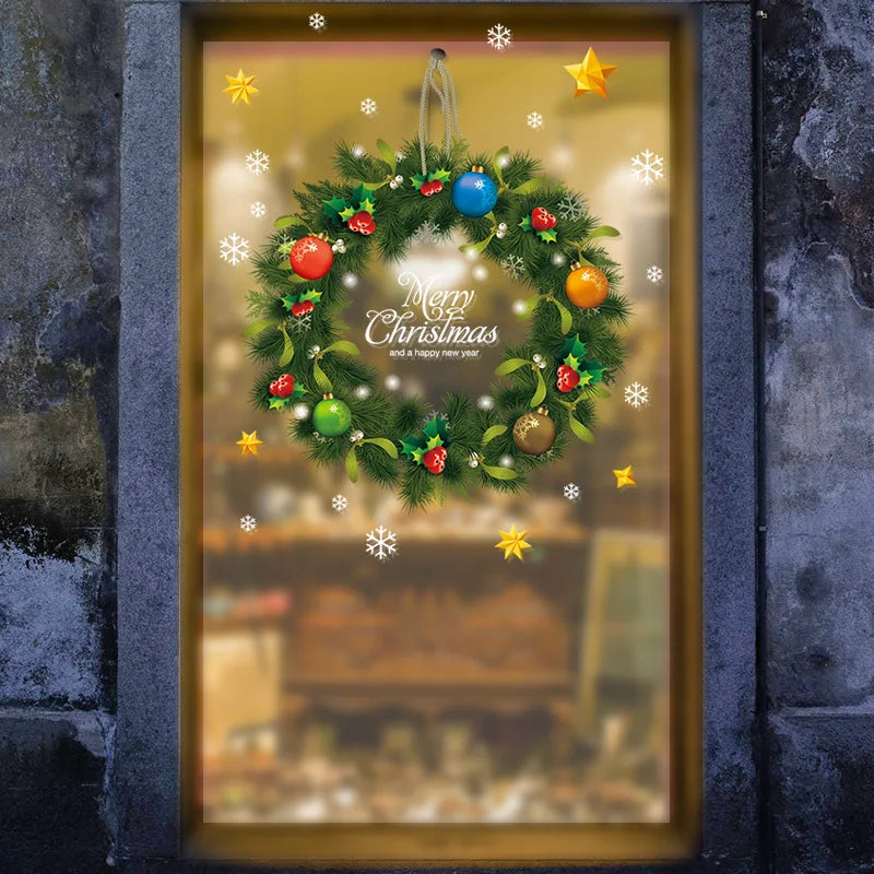 Merry Christmas Stickers Christmas Decoration 2025 Cartoon Snowman Santa Xmas Tree Claus Window Glass Door Wall Stickers Gifts - YourGiftIdeasUK