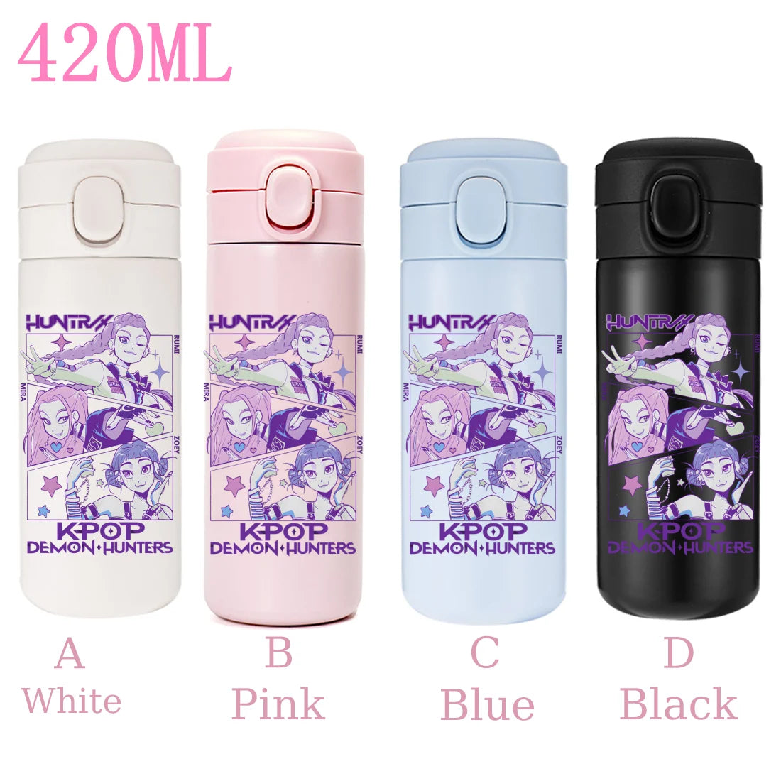 420ML KPop Demon Hunters Cartoon Stainless Steel Thermal Water Bottle Mini Leak Proof Portable Insulated Cup Birthday Gift - YourGiftIdeasUK