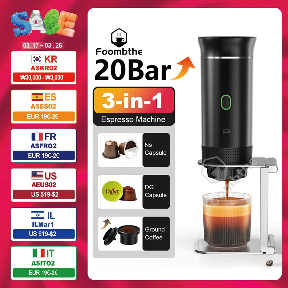 Wireless Electric Portable Espresso Coffee Machine