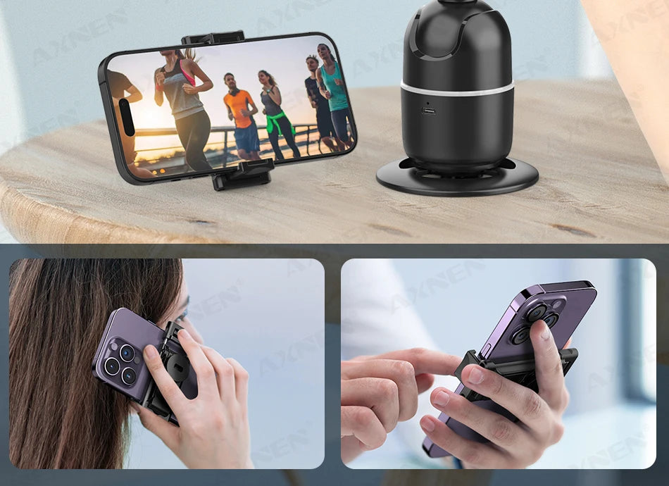 Smart Auto Face Tracking Desktop AI Gimbal for Smartphone & Action Camera 360 Rotation Follow Focus Vlog Kit, Option with Tripod