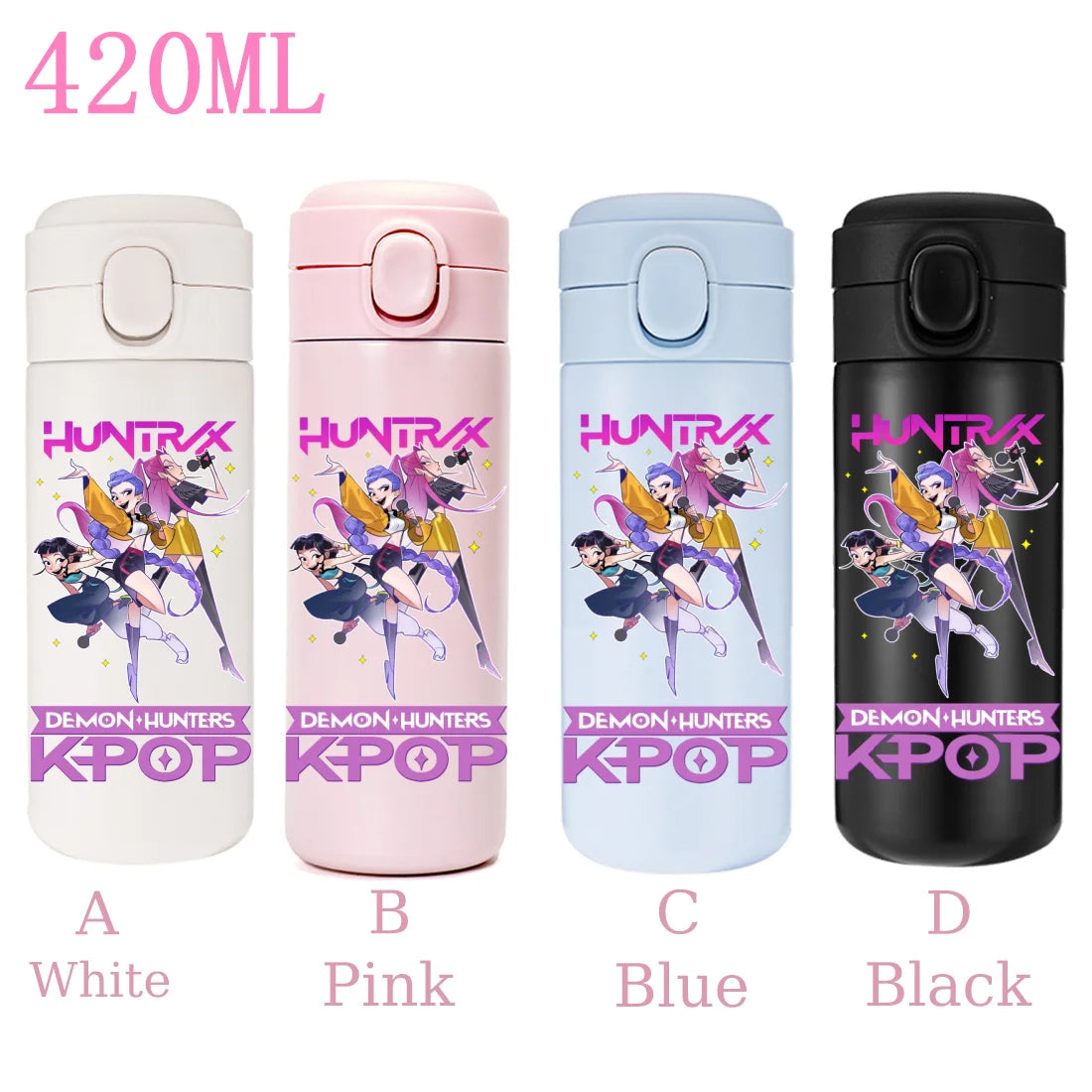 420ML KPop Demon Hunters Cartoon Stainless Steel Thermal Water Bottle Mini Leak Proof Portable Insulated Cup Birthday Gift - YourGiftIdeasUK