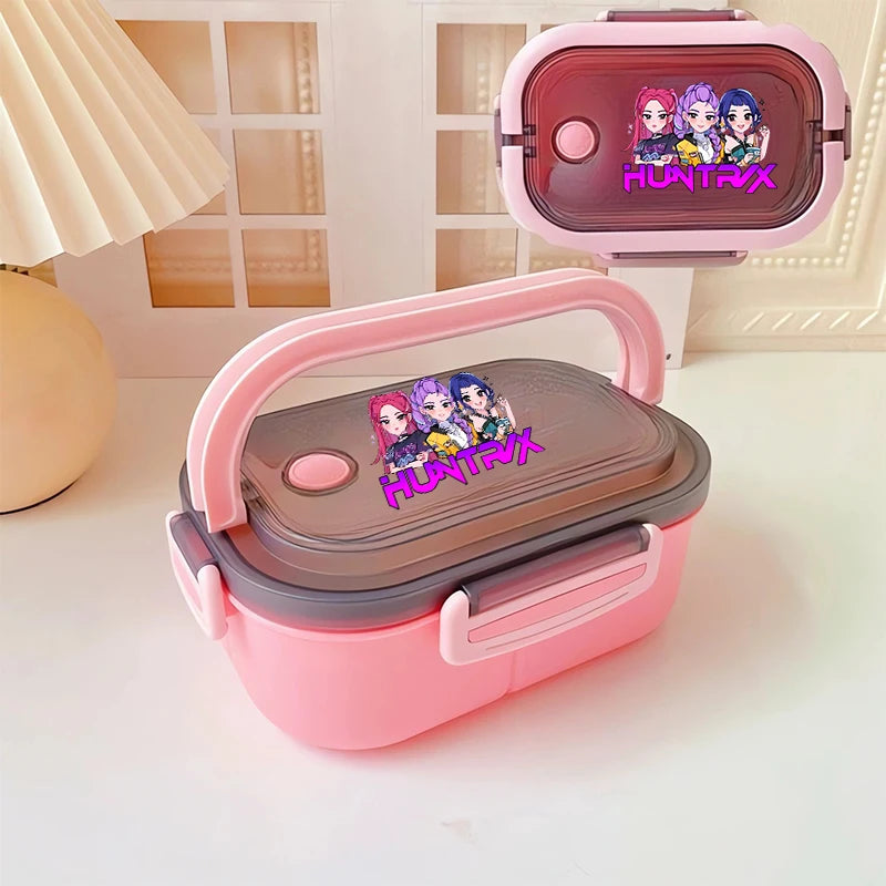KPop Demon Hunters Portable Bento Lunch Boxs Girl Boy Compartment Fruit Food Boxs Microwave Lunch Box Picnic Fresh Box Gift - YourGiftIdeasUK