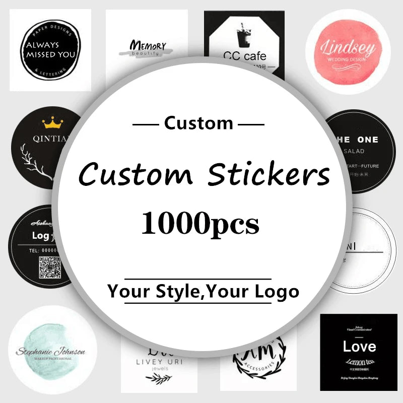 CustomShape Stickers: 500/1000PCS Personalized Prints