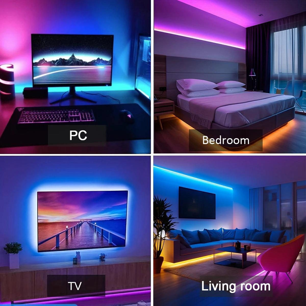 RGB Led Strip Lights 5m 10m 20m 30m Led Room Light with APP Control Flexible Ribbon Luces Led Tape for Room Bedroom Decoration - Your Gift Ideas