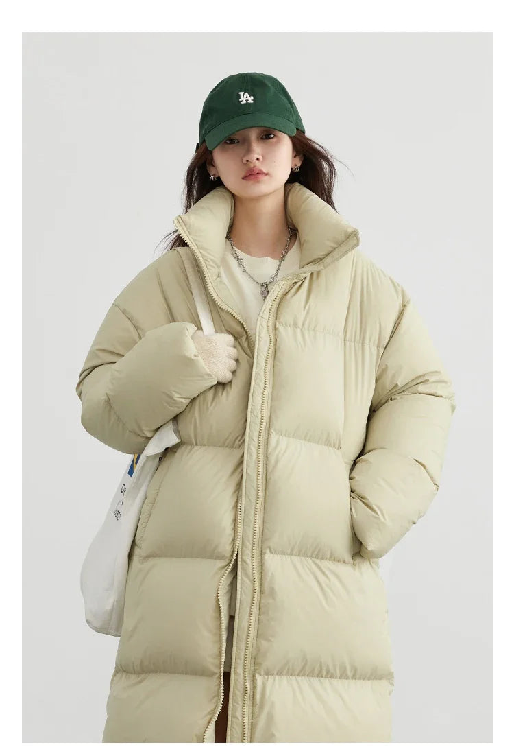 CHIC VEN Women Down Coats New Long Thick Warm Down Jackets Overcoat White Duck Down Loose Casual Jacket Autumn Winter 2023