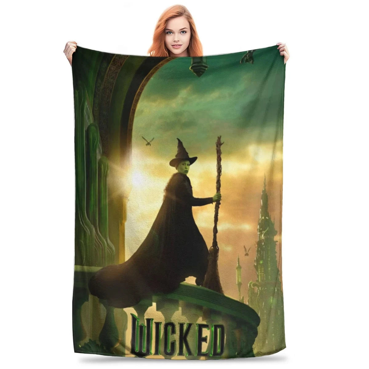 Wicked Elphaba & Glinda Tonal Blanket Magic Movie Flannel Throw Blankets Bedspreads Printed Soft Warm Multifunction Quilt - YourGiftIdeasUK