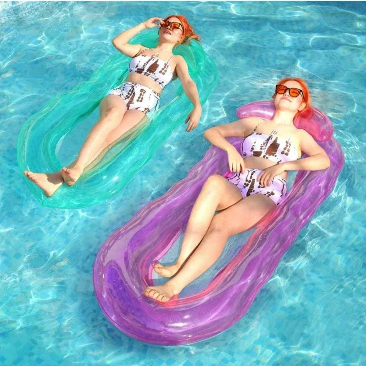 Inflatable Floating Lounger Portable Water Recliner Hammock Sleeping Bed Swimming Mattress Pool Party Toy Lounge Bed