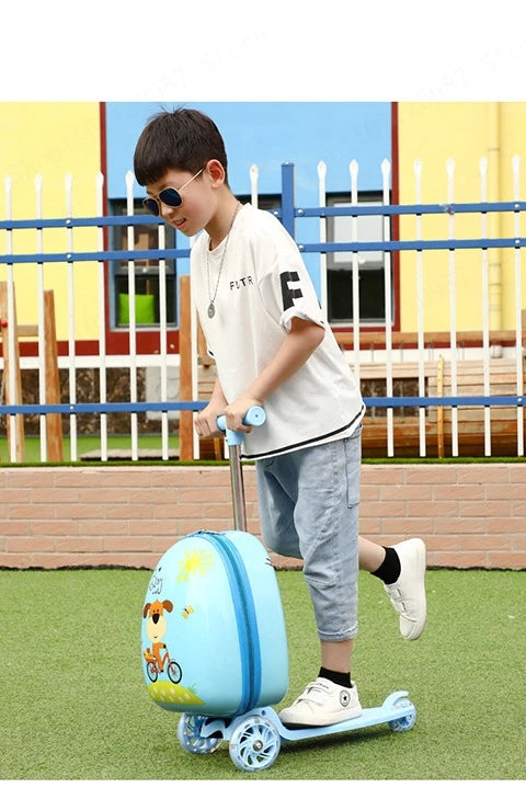 Children Travel Suitcase Cute Cartoon Skateboard Rolling - YourGiftIdeasUK