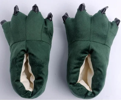 Winter Soft Warm Monster Dinosaur Paw Funny Slippers  Women Kids Parent-child Home  Slipper Shoes Room Cotton Random lining