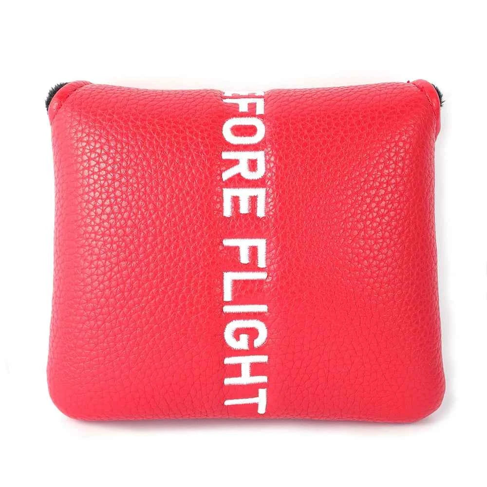 Red Remove Before Flight Synthetic Leather Golf Headcover Square Large Mallet Blade Putter Headcover 460CC Driver covers
