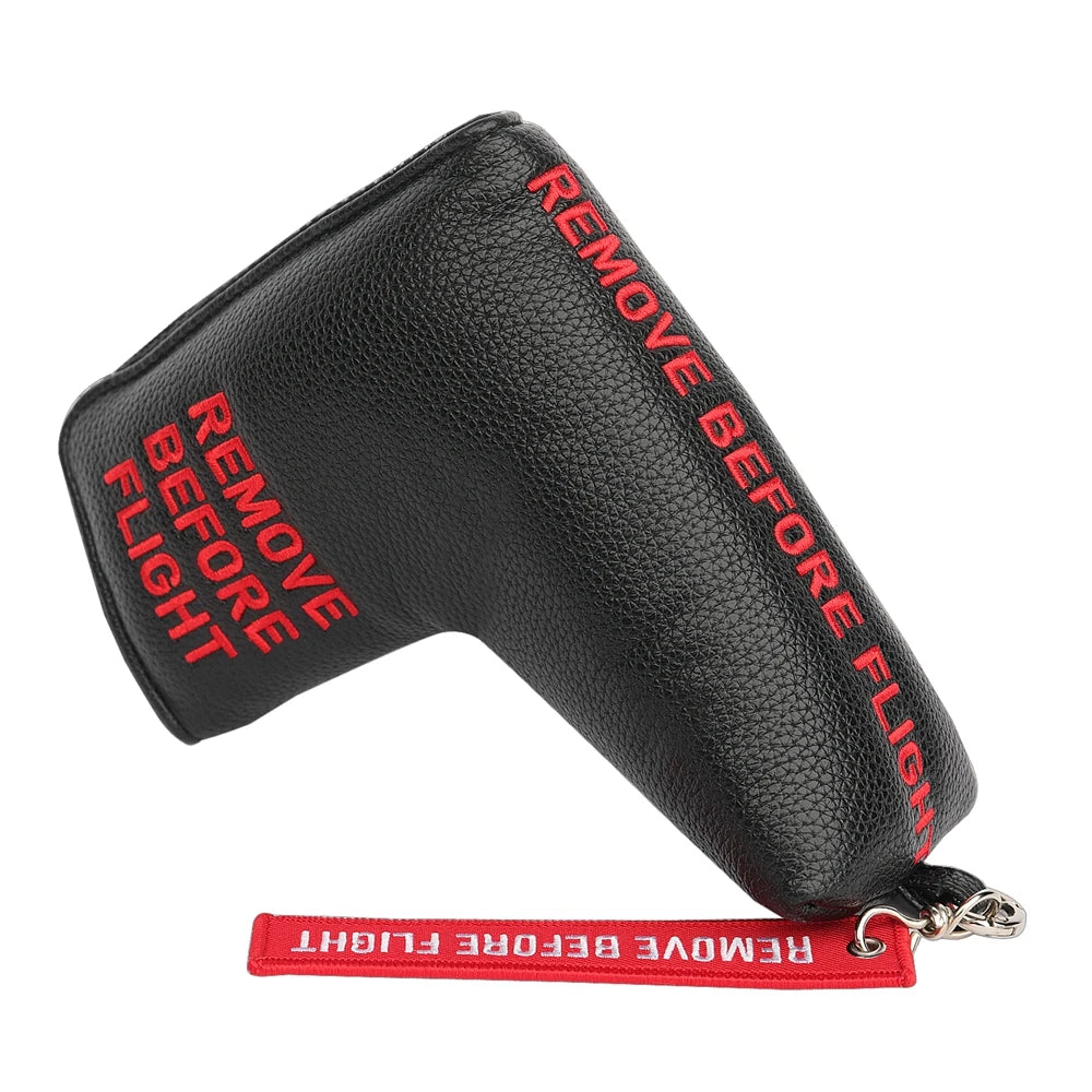 Red Remove Before Flight Synthetic Leather Golf Headcover Square Large Mallet Blade Putter Headcover 460CC Driver covers