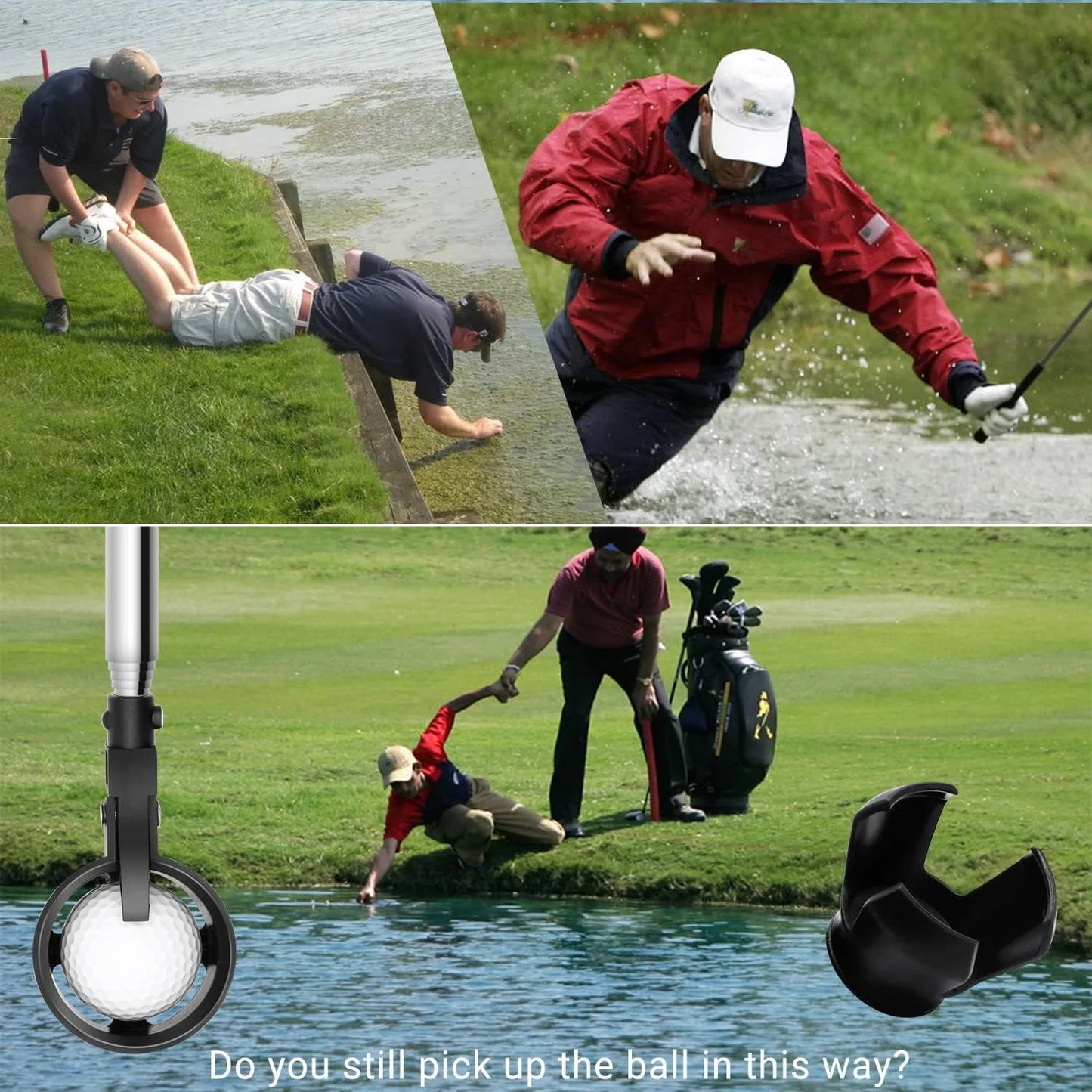 Telescopic Golf Ball Retriever, Portable with Automatic Locking Scoop