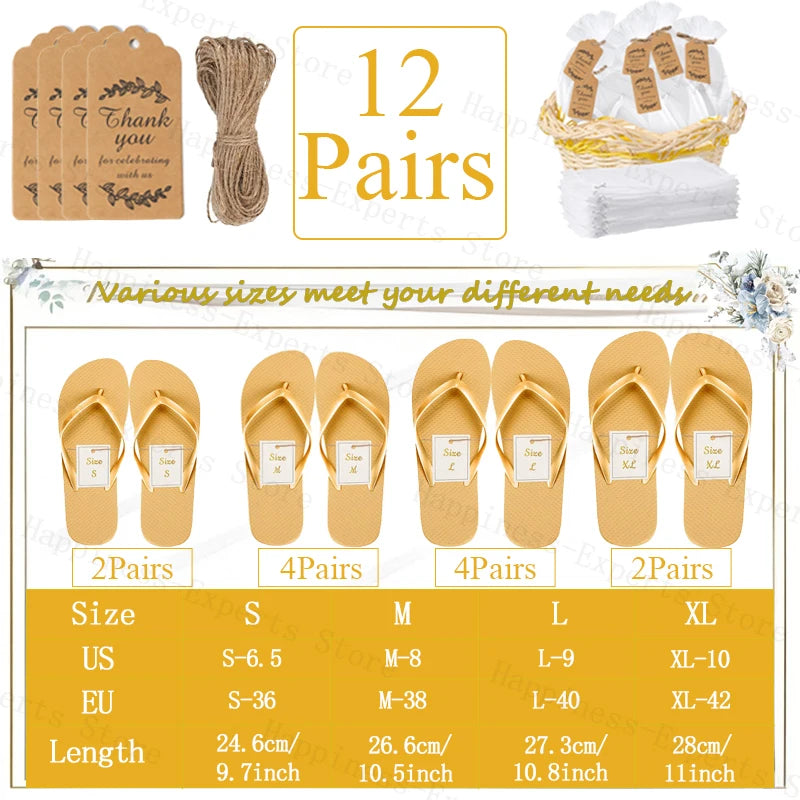 10-72Pairs Flip Flops for Wedding Guests Sandals Slippers with Cards  Bags Woman Men Wedding Favors Hen Beach Pool Party